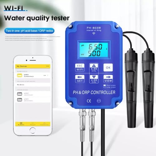 Tester di qualità dell'acqua 2 in 1, misuratore di pH Bluetooth per acqua potabile, acquari, piscine, acquari