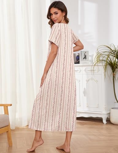 Image of Bloggerlove Zipper Front Robes for Women House Coat Half Sleeve Loungewear Long Nightgown with Pockets S-3XL