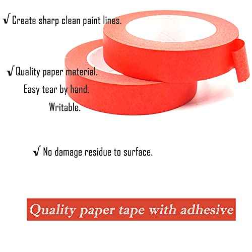 Image of 1 Inch Painters Tape, Red Masking Tape 1 Inch Wide 55 Yards X 2 Rolls, Red Paper Tape for Arts DIY Crafts Painting Labeling Decoration School Projects Home Office