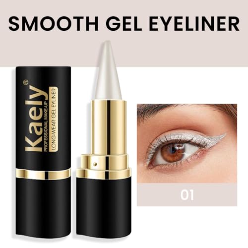 Kaely Silver Gel Eyeliner Pencil,Waterproof Smudge Proof Eye Liner Pen,Cat Eye Goth Halloween Makeup,Eye Black Face Paint Lipstick Crayon,Color Colorful Eyeliner Eyeshadow Stick,01