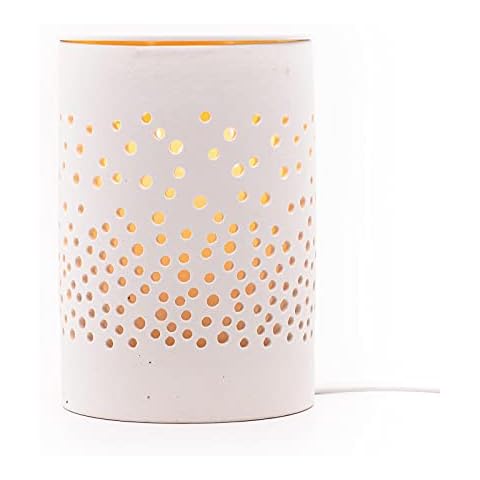 Candle-Brothers elektrische Duftlampe | Duftlampe Dots | Aromalampe für Duftwachs | Raumduft Elektrisch | Duftlampe Keramik Weiß | Lampe für Büro Cover