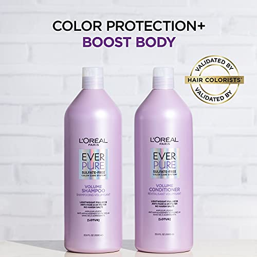 L'oreal Paris Everpure Volume Sulfate Free Shampoo For Color-Treated Hair, Volume + Shine For Fine, Flat Hair, With Lotus Flower, 33.8 Fl Oz (Packaging May Vary) #TOP4