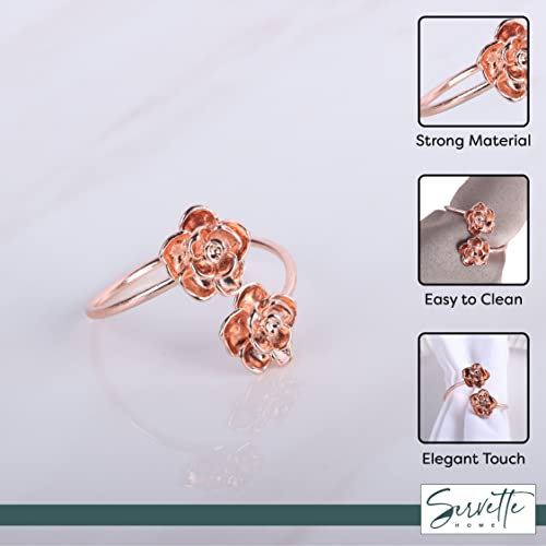 Rose Gold Flower Napkin Rings Set Of 8 Metal #TOP3