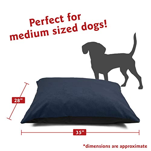 Image of Majestic Pet Rectangle Medium Dog Bed Washable - Non Slip Comfy Pet Bed - Dog Crate Bed Super Value Pillow Dog Bed - Dog Kennel Bed for Sleeping - Dog Bed Medium Breed 35 x 28 Inch - Villa Navy