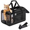 Cat Carrier Airline Approved, Soft-Sided Dog Carrier with Inner Safety Leash, Pet Transport Carrier for Small-Medium Cats Puppies up to 15 Lbs, Collapsible Travel Kitten Carrier Bag -BlackM