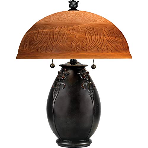 Quoizel Glenhaven 2-Light Teco Rossa Table Lamp with Art Nouveau