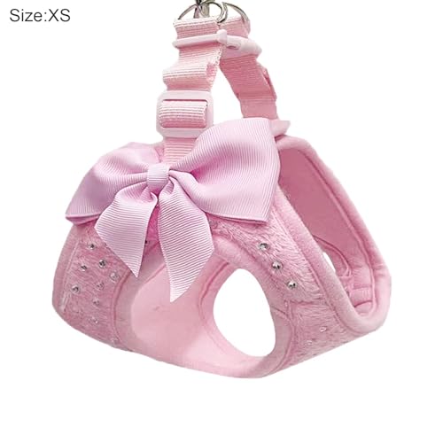 aichilra Hundegeschirr Kleine Hunde, Geschirr Katze mit Diamanten, Weiches Netzgewebe, Atmungsaktive Hundeweste mit Leine, Welpengeschirr für Kleine Hunde, Katzengeschirr, XS