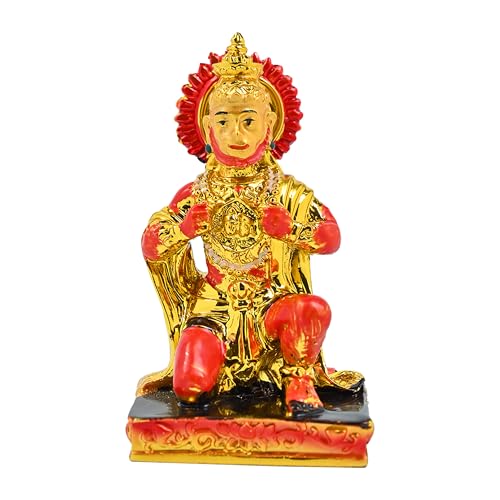Image of ZAICUS Golden Veer Hanuman Idol Showpiece - Devotional Hanuman Murti - Bajrangbali Statue for Mandir, Home Decor & Puja Gift