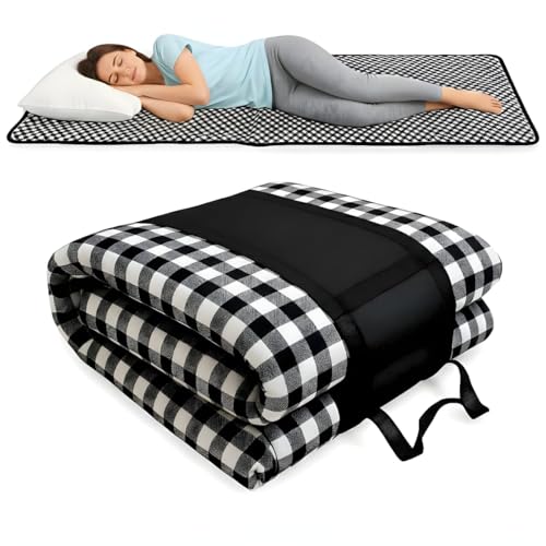 Image of Sleep King Premium Foldable Mattress for Floor - Lightweight Portable Travel Mattress for Guest Bed, Camping & Floor Sleeping - Cotton Fabric and Soft Foam, Portable & Washable (72″ x 36″ Black)