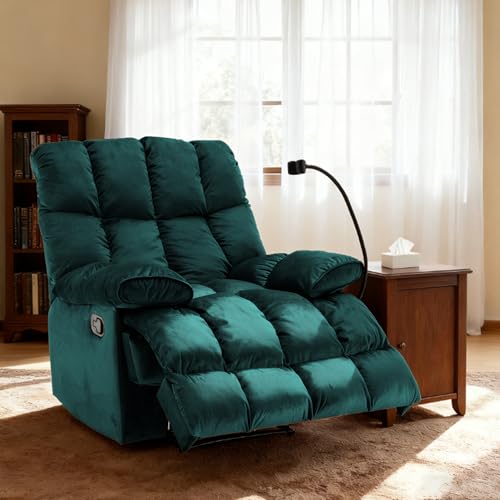 Chizzyseat Manual Adjustable Oversized Recliner Chair with Phone Holder, Extra Large Recliner for Heavy Duty Adults 400lbs, Big Man Recliners for Living Room, Nursery, RV