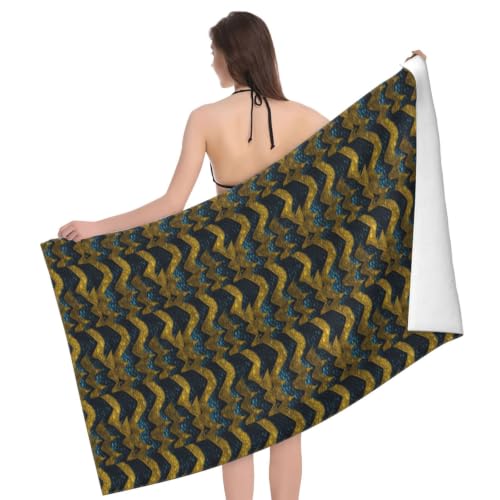 Toalla de playa cómoda y absorbente con estampado de escamas de dragón 4