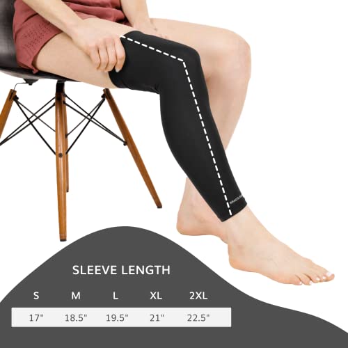 Image of BraceAbility Full Leg Compression Sleeve - Calf Injury, Runner's Knee, Pulled Hamstring, Shin Splints Pain Recovery Wrap