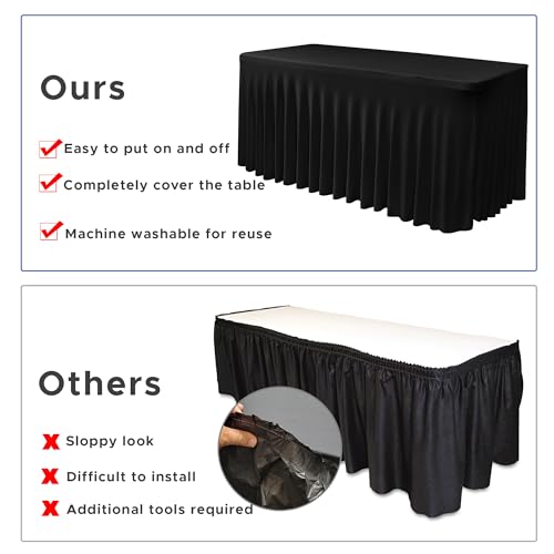 Image of Black Spandex Table Skirt for 6 Foot Rectangle Tables 4 Pack 72x30 In