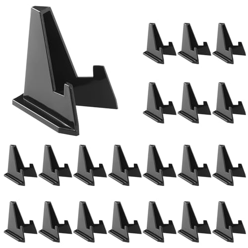 Reastar 20 Pack Card Stands, Acrylic Card Display, Mini Sports Card Holder, Black Card Stands for Displaying Trading Cards, Baseball Cards, Challenge Medals, Coins, Graded Card (2.28 Inch Tall)