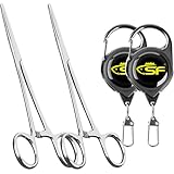 SF 6.3inch Fishing Hook Remover Fly Fishing Forceps Hemostats Straight Stainless Steel Silver Fishing Pliers 2Pcs