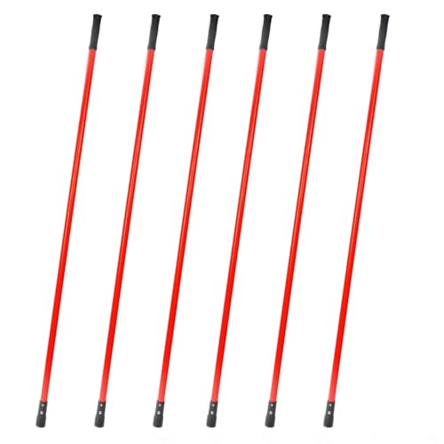 Image of Matthew Cleaning 6 Sets of Commercial Screw On Mop Handle for Floor Cleaning,Heavy Duty Wet Mop Head Replacement Holder 60inch Fiberglass Gripper w /Threaded Plastic tip- Red