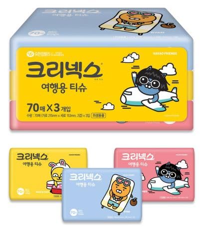KOTASTIC Pocket Tissues Travel Packs 210 Total Tissues (3 Packs 70) Kawaii Cute Charcter for Camping, Car