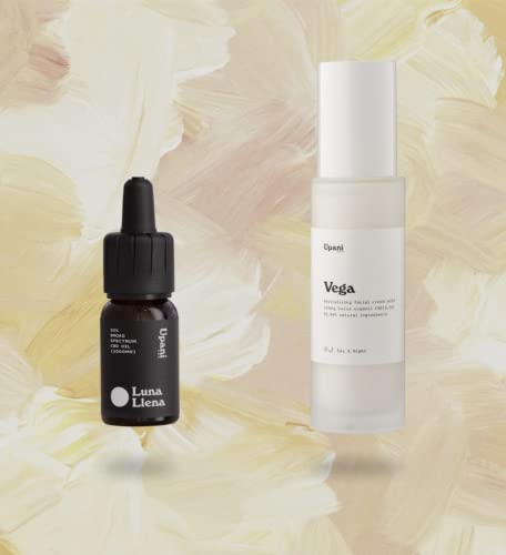 Pack Crema CBD facial + Aceite de CBD Premium 20% (10ML). Crema revitalizante, calmante y reparadora para pieles secas y mixtas. CBD en frasco de cristal traslúcido de 50ml. CBD 100% orgánico Suizo