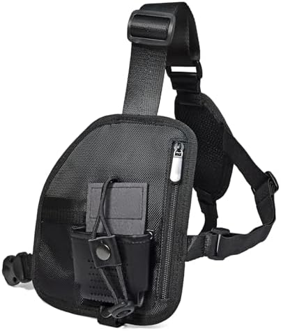 Lsgoodcare Dubbele radio, schouderholster, borstharnas, vest, Rig, compatibel met Motorola Kenwood Midland 2-weg Radio Rescue Essentials, zwart, Trekking-rugzak
