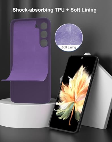 Image of DIZORO Microfiber Candy Case Compatible for Samsung A14 5G Smooth Touch Cushion Liquid Soft Silicone Gel Rubber Phone Cases Non-Slip Full Body Protective Shockproof Back Cover (Deep Purple)