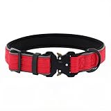 Collar táctico para perro, correa reflectante ajustable, material de buceo, para perros medianos y grandes, multicolor, hebilla de aleación de zinc (rojo, XL)