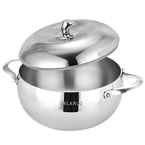 Comparison: Best Tri Ply Dutch Oven 11 DELARLO Tri-Ply Stainless Steel 5 Quart Dutch Oven With Lid,Induction Braiser Pan Rondeau Pot Dishwasher-Safe Compatible With All Cooktops Up to 500℉