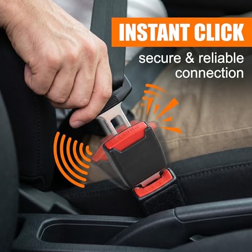 2 Piezas Anclaje Cinturon Seguridad, Extensor Cinturon Seguridad Coche, Alargador Cinturon Seguridad, Accesorios Coche Interior, Hebilla de Cinturón de Seguridad, ABS, 8cm, Negro