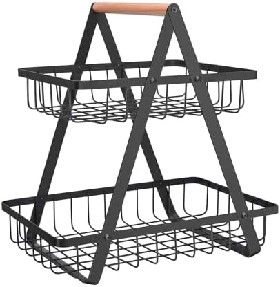 2 Tier Countertop Fruit Basket,Portable Fruit Bowle for Kitchen O...