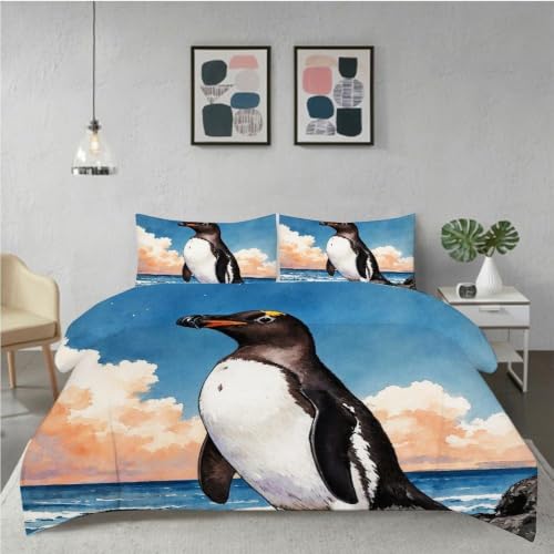 Housse de couette 90x190 pingouin lavable en machine sans repassage - 3