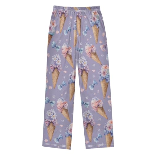 ALAZA Ice Cream Bow Flower Pajama Lounge Pants Long Sleep Pajama Bottoms with Pockets2