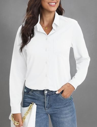 COUXILY Soft Wrinkle-Free Button Down Stretch Shirts for Women, Breathable Moisture-Wicking Casual Work Dress Tops4