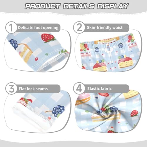 Berries Cakes Blue Checkered Girls Leggings Soft Stretch Workout Yoga Dance Pants for Kids Casual Tights3