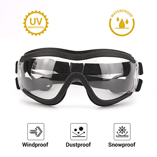 NAMSAN Sonnenbrillen für Hunde Einstellbar Hundebrille Wasserdicht Winddicht UV-Schutz Brille Hund für Mittel/Gross Hunde-Klar
