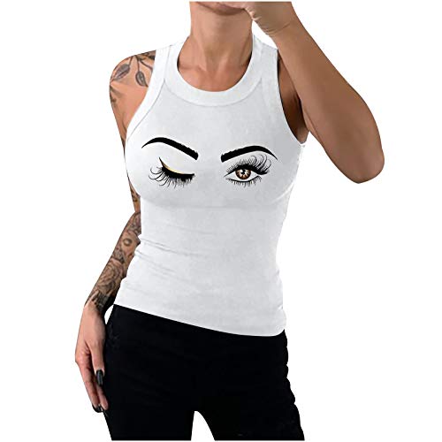 Size Strappy Top Plus Flared Tops Womens Sleeveless Shirt Ladies Swing Vest Women's Blouse All Womens (White, XXL)