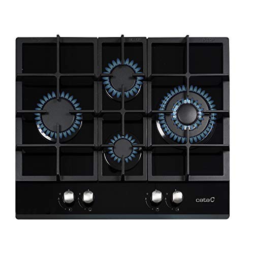 Cata LCIB 6031 BK Negro-Placa (Integrado, Encimera de Gas, Vidrio, Hierro Fundido, 1000 W), 3000