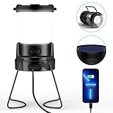 Tavaler Campinglampe Solar Camping Lampe Batteriebetrieben Camping Lampen USB C Aufladbar 3000mAh Akku Lampe 5 LED Leuchtmodi Camping Laterne mit Taschenlampe Funktion und Powerbank Camping Licht