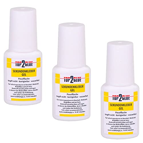 Sekundenkleber extra stark Gel 10 g – Superkleber Pinselflasche für Holz,Metall,Kunststoff,Glas –tropffrei, hitze- & wasserfest –für Reparaturen in Haushalt,Werkstatt, Auto,DIY & Modellbau (3Flaschen)