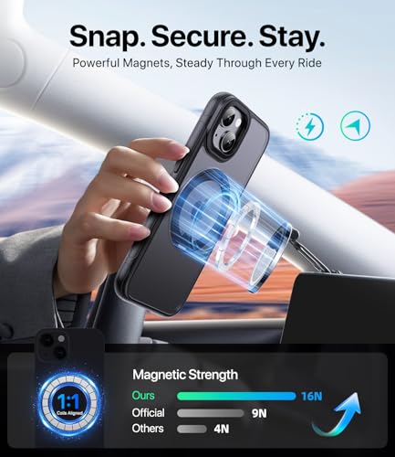 Image of for iPhone 14 Case /iPhone 13 case, Compatible with MagSafe, Slim Shockproof Military-Grade Rugged Protective Case with Stand, Camera Control, Comfort Grip (A-Black, iPhone 13 /14)