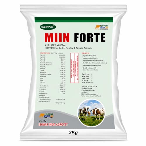 Image of MIIN Forte Pouch Pack | Mineral Mixture Powder for Cattle, Buffaloes, Goats & Sheep | Boosts Milk Yield, Growth, Immunity Booster | Powerful Chelated Minerals Mixture (2Kg)
