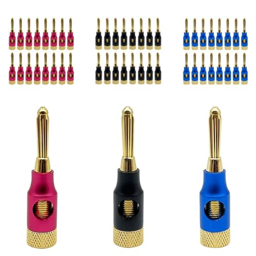 Fiche banane en cuivre pur et plaqué or 4mm pour câble de haut-parleur hifi