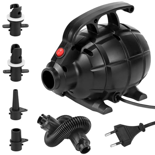 QWORK® Elektrische Luftpumpe 600W, Leise & Tragbare Pumpe mit 5 Düsen, Ideal für Air Track Matten, Schlauchboote, Schwimmringe & mehr QWORK® Elektrische Luftpumpe 600W, Leise & Tragbare Pumpe mit 5 Düsen, Ideal für Air Track Matten, Schlauchboote, Schwimmringe & mehr