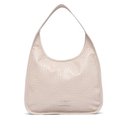 Image of NEWBELLA Hobo Purse, PU Leather Shoulder Bag, Tote Handbag for Work and Travel (Woven Cream)
