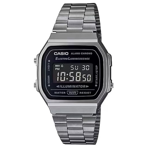 Casio Relógio digital vintage unissex G-Shock A168WGG-1BVT, prata, Metálico, Digital
