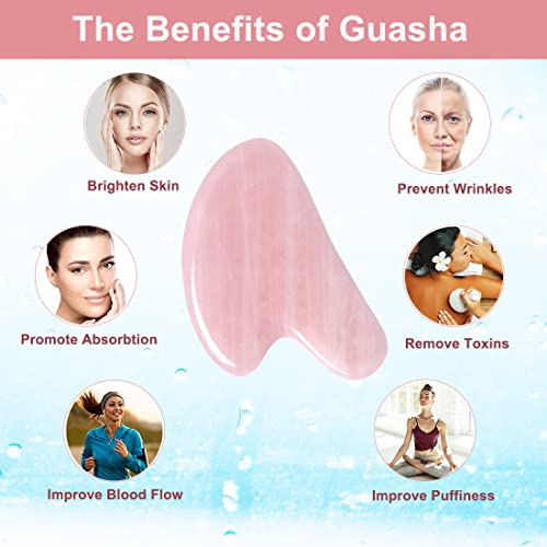 Azymi Rose Quartz Gua Sha, Natural Jade Gua Sha Stone Face Jawline Muscle Sculptor For Spa Acupuncture Therapy Massager Tool For Face Neck Shoulder Back #TOP1