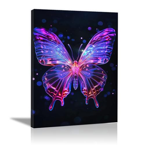Tableau decoration murale papillon abstrait 40x60cm encadré WODJEM pour salon moderne