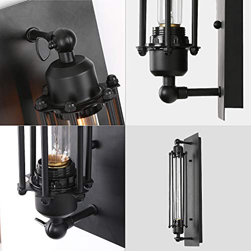Nero metallo industriale mini filo gabbia Sconce
