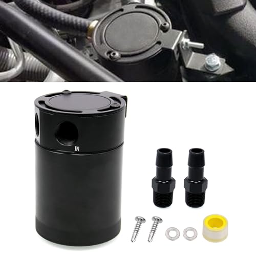 Image of Sporacingrts 2PCS Compact Oil Catch Can, Reservoir Tank ,Baffled 2 Port Oil Catch Tank ,Aluminum Air Oil Separator (Universal Black)