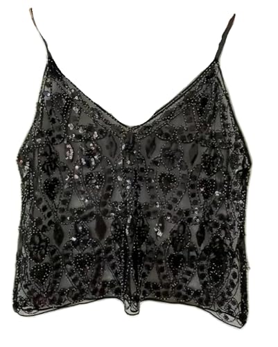 Sexy Sparkle Sequin Rhinestone Crop Cami Top Sleeveless Pearl Embellished Glitter Camisole Backless V Neck Going Out Tank Top