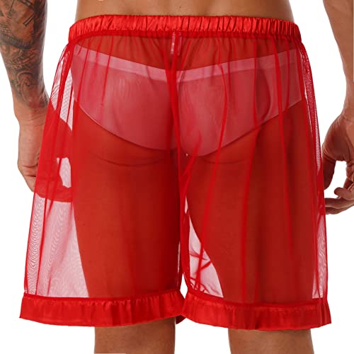 JanJean Mens Sheer Mesh See-Through Shorts Casual Lounge Bottoms Underpants Underwear Nightwear4
