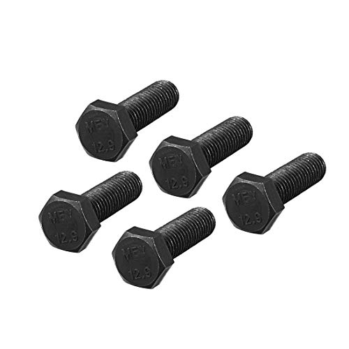 Image of uxcell M12x35mm Hex Head Left Hand Screw Bolts Fastener Carbon Steel Black 5pcs